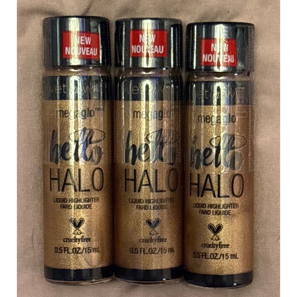 NEW Wet n Wild MegaGlo Hello Halo Liquid Highlighter Go With The Glow 0.5 oz x3